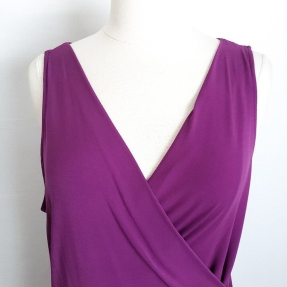 NWT Michael Kors Purple Gold Asymmetrical Ruched Zipper Cocktail Dress- Large, L - Picture 5 of 7